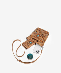 Montana West Cut-Out Embroidered Crossbody Bag Brown