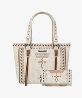 Montana West Diamond Cross Stitch Concealed Carry Tote Bag Beige N1