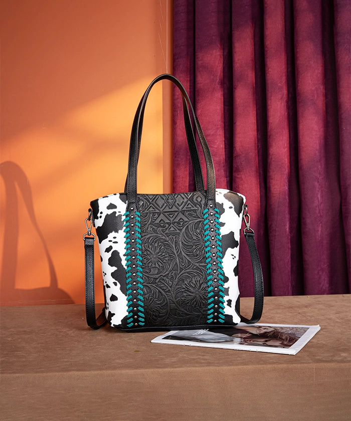 Montana West Floral Tooled Concealed Carry Shoulder Bag Black