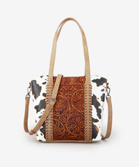 Montana West Floral Tooled Concealed Carry Shoulder Bag Brown