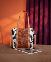 Montana West Floral Tooled Concealed Carry Shoulder Bag Brown