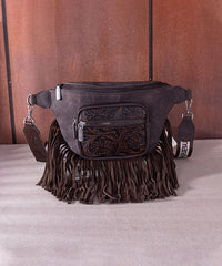 Montana West Fringe Belt Bag Coffee