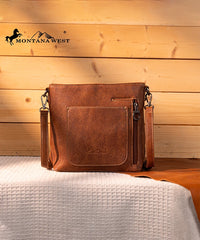 Montana West Tooled Fringe Concealed Carry Crossbody Brown