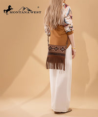 Montana West Tooled Fringe Concealed Carry Crossbody Brown