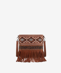 Montana West Tooled Fringe Concealed Carry Crossbody Brown
