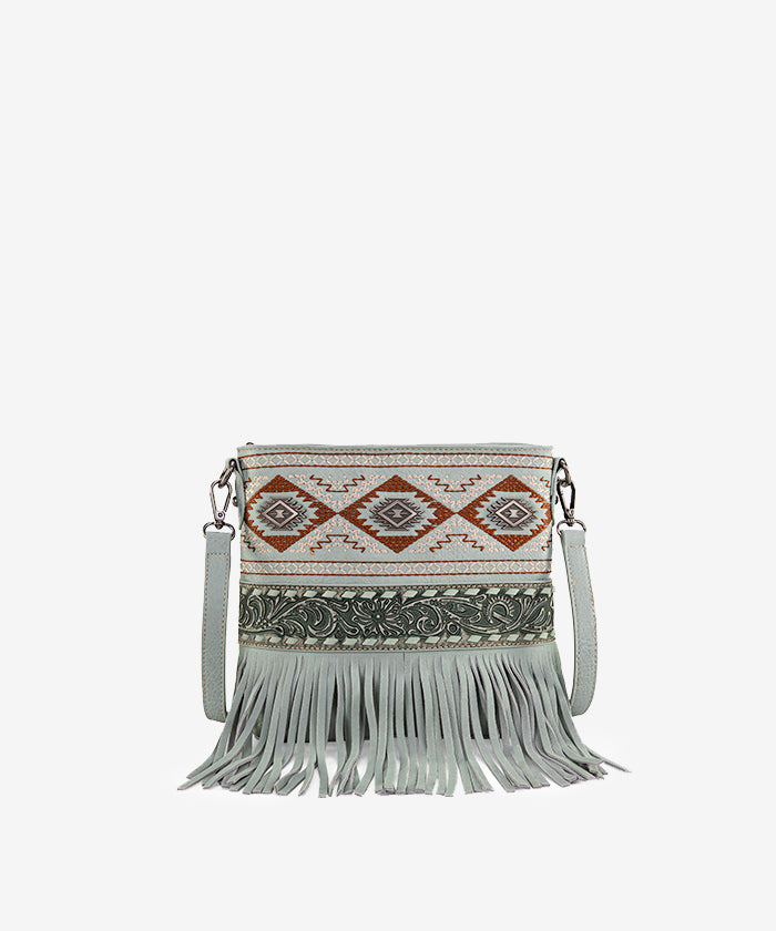 Montana West Tooled Fringe Concealed Carry Crossbody Light Green