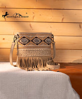 Montana West Tooled Fringe Concealed Carry Crossbody Tan