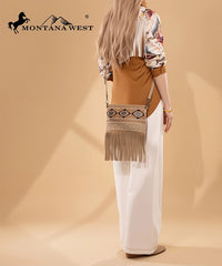 Montana West Tooled Fringe Concealed Carry Crossbody Tan