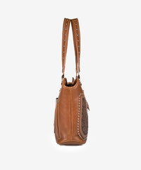 Montana West Tooling Studded Concealed Carry Handbag Brown
