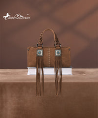 Montana West Western Fringe Concho Mini Crossbody Bag Brown