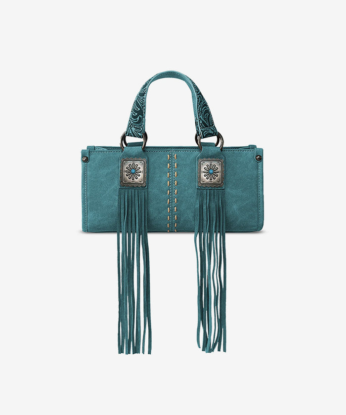 Montana West Western Fringe Concho Mini Crossbody Bag Turquoise