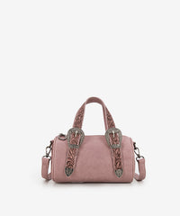 Montana West Western Tooled Buckle Mini Barrel Bag Dark Pink