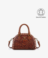 Trinity Ranch Genuine Leather Western Tooled Satchel Bag