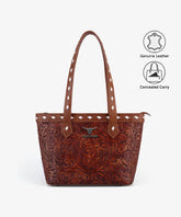 Trinity Ranch Western Tooled Concealed Carry Tote Bag