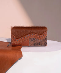 Trinity Ranch Hair-On Cowhide Saddle Shape Wallet