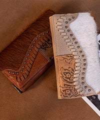 Trinity Ranch Hair-On Cowhide Saddle Shape Wallet