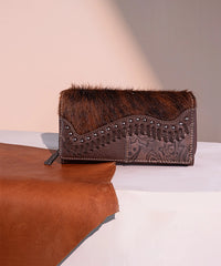 Trinity Ranch Hair-On Cowhide Saddle Shape Wallet