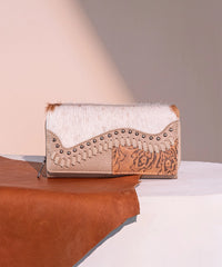 Trinity Ranch Hair-On Cowhide Saddle Shape Wallet