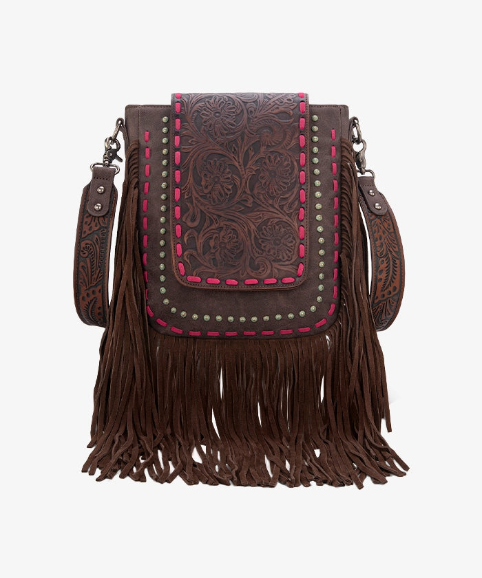 Trinity Ranch Fringe Tooled Crossbody - Montana West World