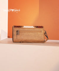 Trinity Ranch Floral Tooled and Hair-On Cowhide Wallet