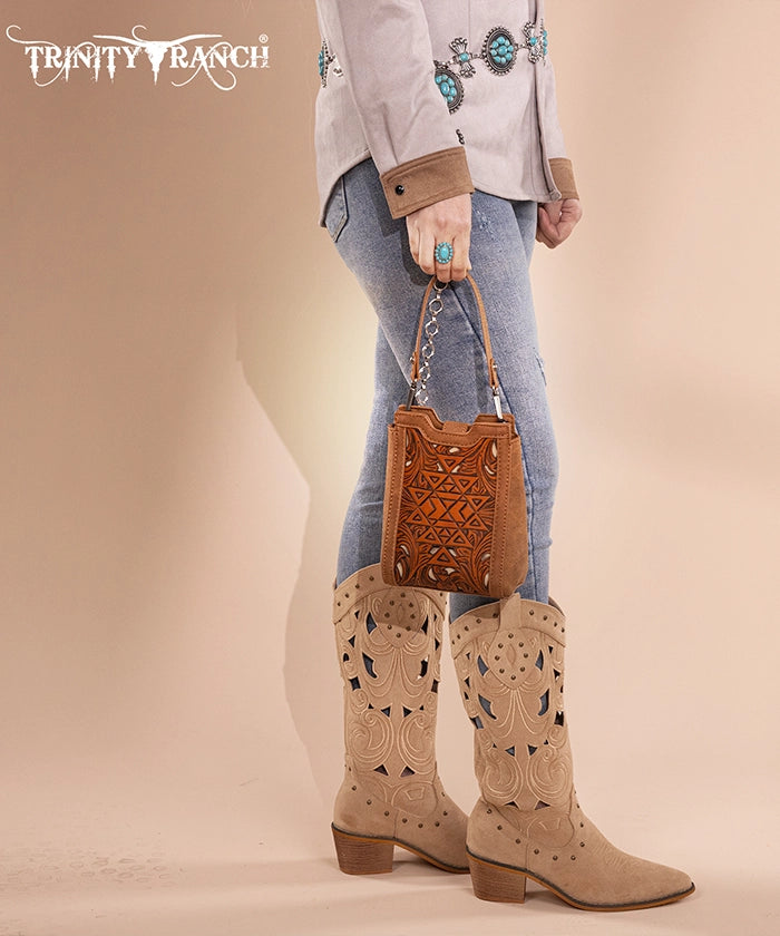 Trinity Ranch Tooled leather Crossbody