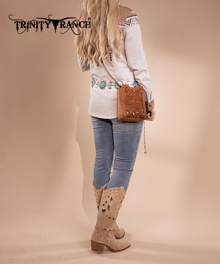 Trinity Ranch Tooled leather Crossbody
