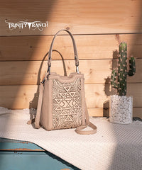 Trinity Ranch Sandstone Motif Tooled leather Crossbody