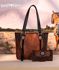 Trinity Ranch Floral Tooled Concealed Carry Tote Bag Set