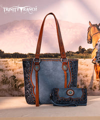 Trinity Ranch Floral Tooled Concealed Carry Tote Bag Set