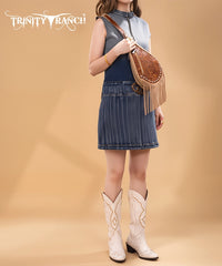 Trinity Ranch Tooled Fringe Crossbody Sling Bag