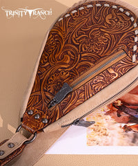 Trinity Ranch Tooled Fringe Crossbody Sling Bag