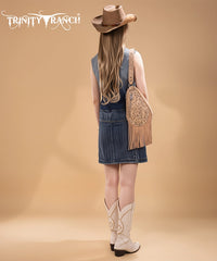 Trinity Ranch Tooled Fringe Crossbody Sling Bag