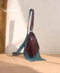 Trinity Ranch Tooled Fringe Crossbody Sling Bag