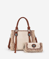 Trinity Ranch Floral Tooled Concho Tote Bag Set Tan