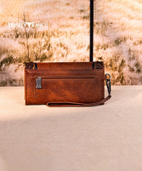 Trinity Ranch Floral Tooled Concho Wallet Brown