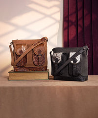 Trinity Ranch Hair-on Cowhide Tooled Concealed Carry Shoulder Bag