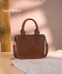 Trinity Ranch Western Floral Tooled Tote Bag Brown