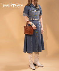 Trinity Ranch Western Floral Tooled Tote Bag Brown