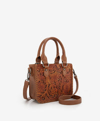 Trinity Ranch Western Floral Tooled Tote Bag Brown