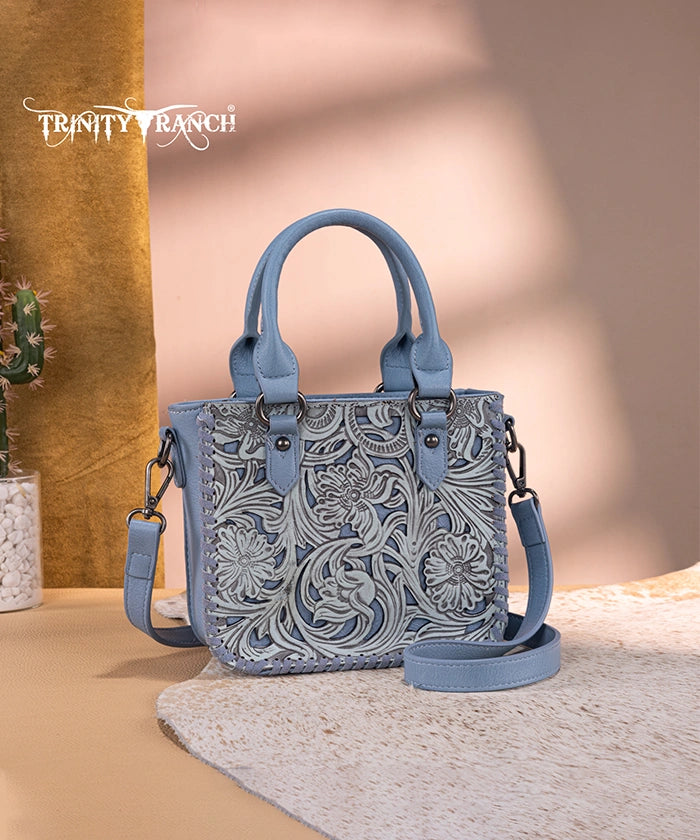 Trinity Ranch Western Floral Tooled Tote Bag Jean