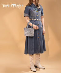 Trinity Ranch Western Floral Tooled Tote Bag Jean