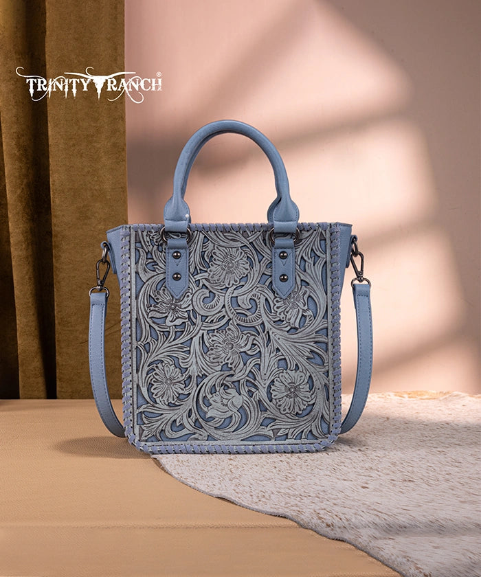 Trinity Ranch Western Floral Tooled Tote Bag Jean