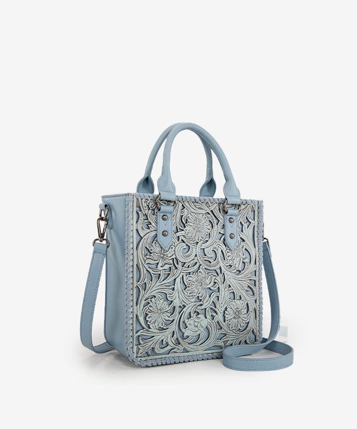 Trinity Ranch Western Floral Tooled Tote Bag Jean