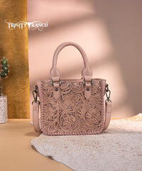 Trinity Ranch Western Floral Tooled Tote Bag Pink