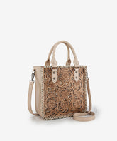 Trinity Ranch Western Floral Tooled Tote Bag Tan