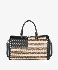 Alt: Montana West American Flag Studded Bag | Weekender Travel Duffle Bag in black