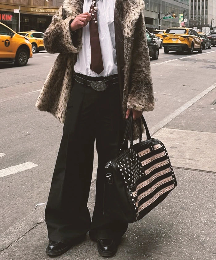 Montana West American Flag Studded Bag | Weekender Travel Duffle Bag in black