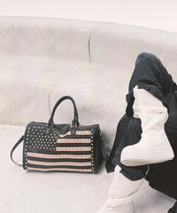 Montana West American Flag Studded Bag | Weekender Travel Duffle Bag in black