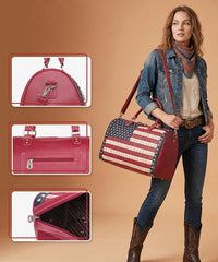 Montana West Studded American Flag Duffle Bag