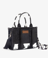 Wrangler Cow Print Crossbody Bag | Western Tote Bag in black